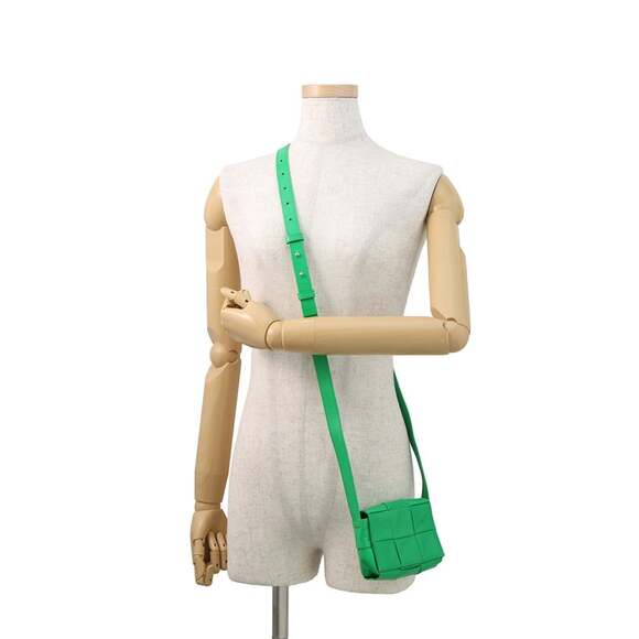 Bottega Veneta Candy Cassette Shoulder Bag, Calf Leather, 667048, Green, Hand...